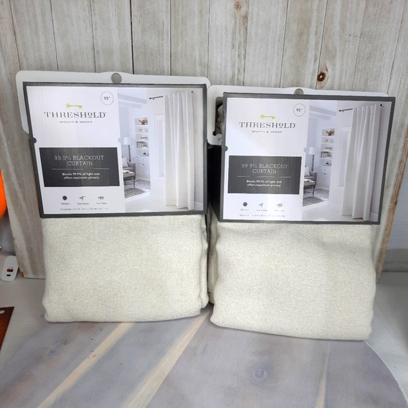 Threshold Accents Threshold 95 Blackout Curtains White Linen Aruba